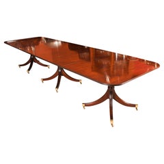 Vintage Regency Mahogany Triple Pillar Dining Table William Tillman 20th C