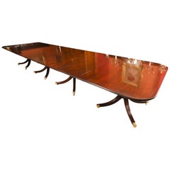 Vintage Regency Mahogany Triple Pillar Dining Table William Tillman 20th C Vintage Regency Mahogany Triple Pillar Dining Table William Tillman 20th C