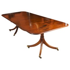 Vintage Regency Mahogany Twin Pillar Dining Table William Tillman 20th C