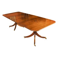 Vintage Regency Mahogany Twin Pillar Dining Table William Tillman 20th C