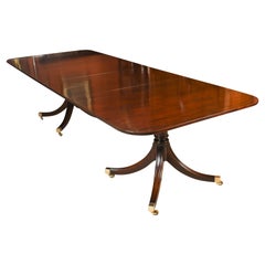 Vintage Regency Mahogany Twin Pillar Dining Table William Tillman 20th C