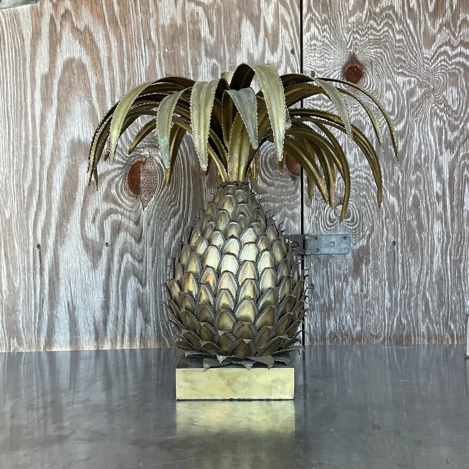 Brass Vintage Regency Maison Jansen Pineapple Table Lamp