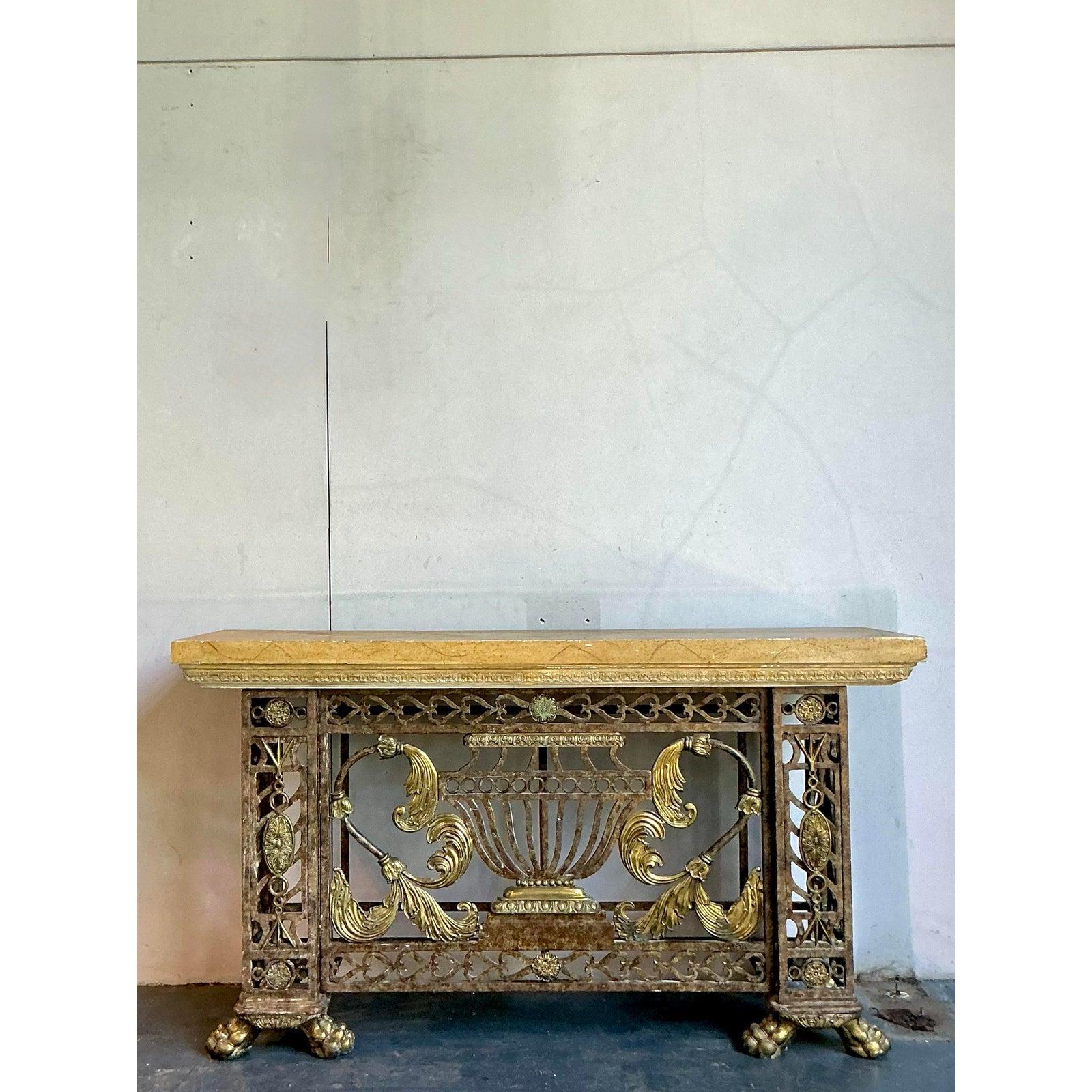 XX secolo Console d'epoca Regency Maitland Smith dorata in vendita