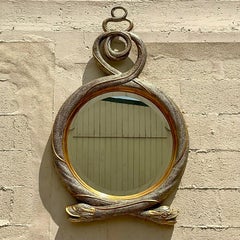 Miroir serpent torsadé doré vintage Regency Maitland Smith