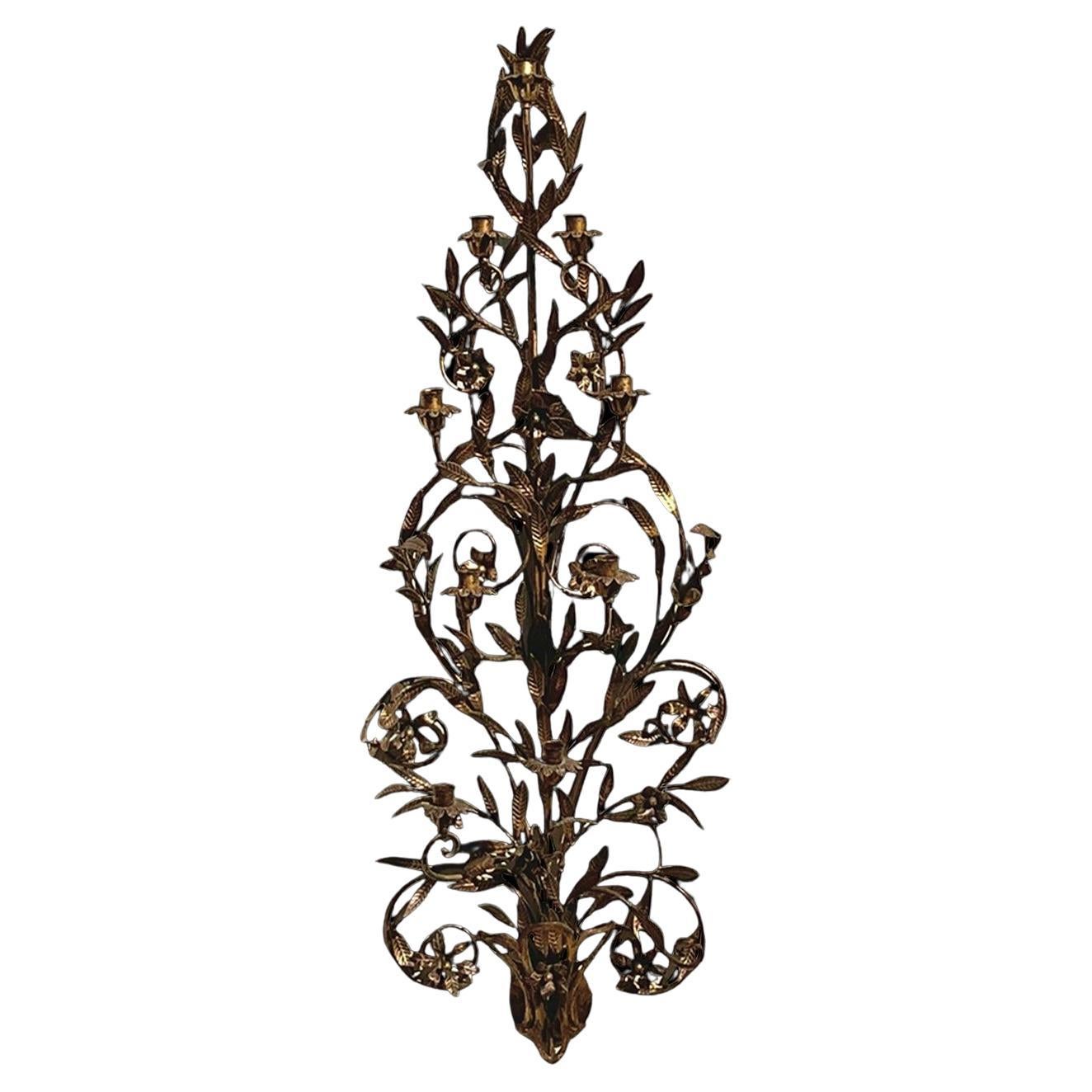 Vintage Regency Maitland Smith Gilt Wall Candle Sconce
