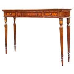 Table console vintage Regency Maitland Smith en cuir embossé