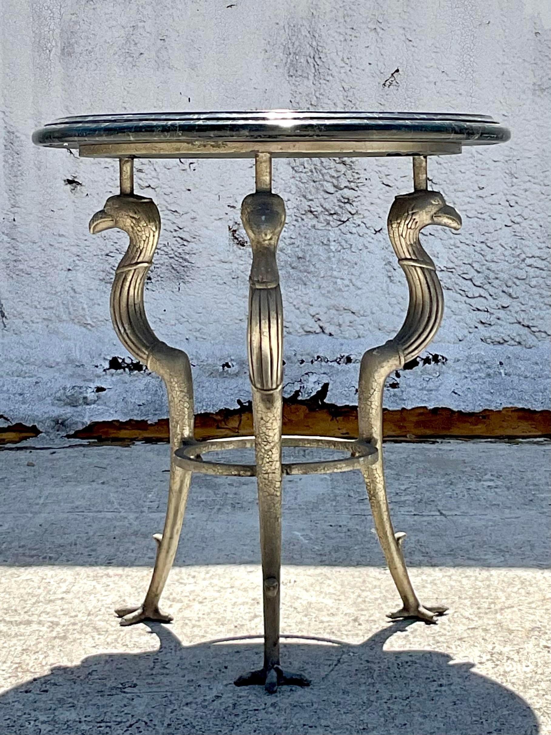 Vintage Regency Maitland Smith Phoenix Head Drinks Table In Good Condition In West Palm Beach, FL