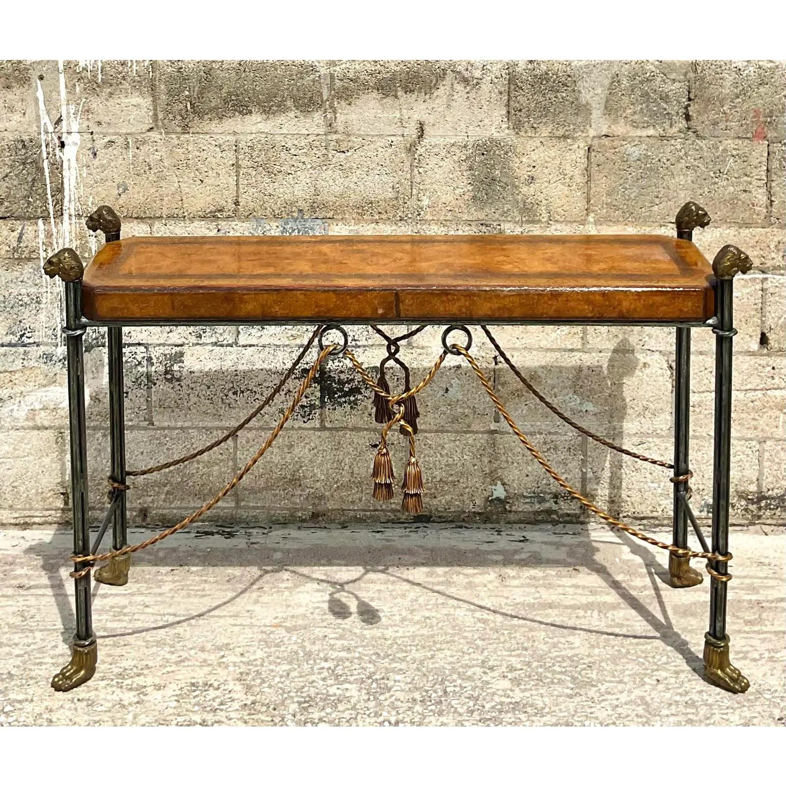 Vintage Regency Maitland Smith Swag Wrought Iron Console Table 5