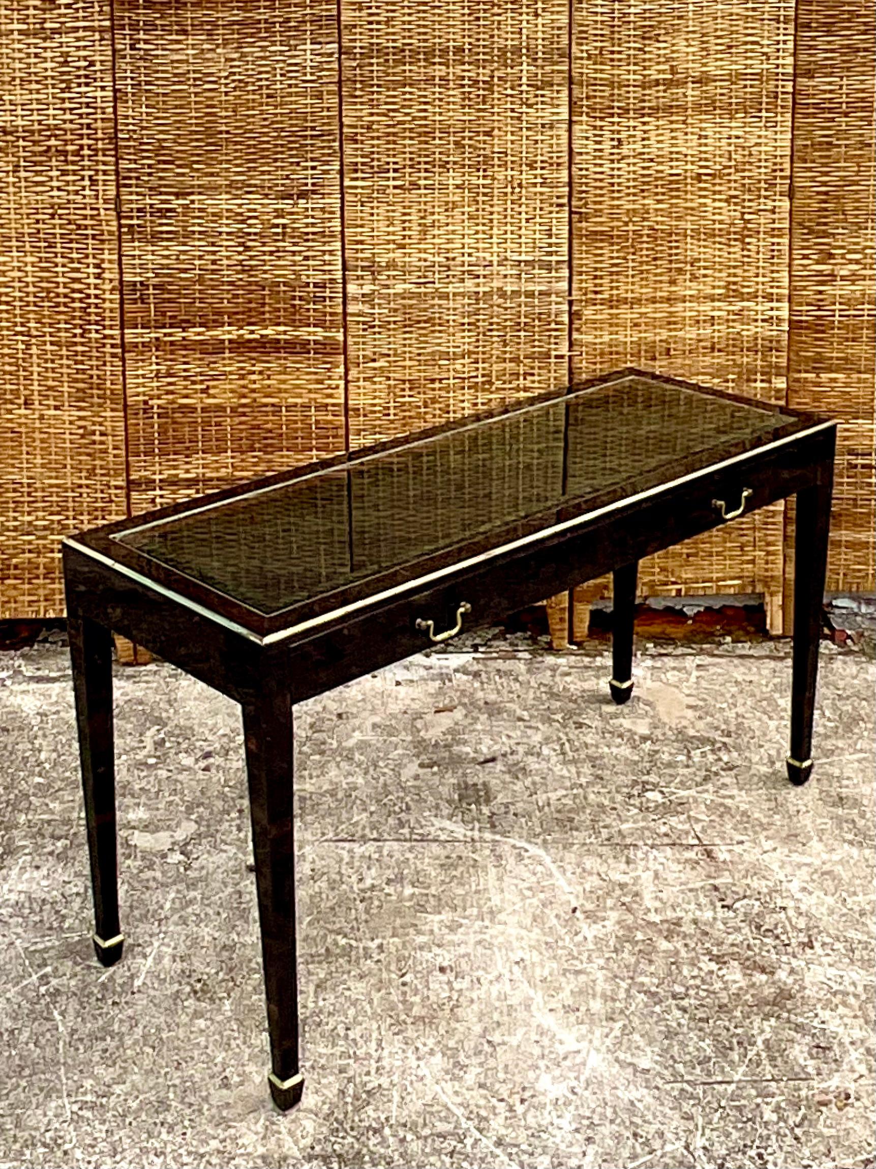 Vintage Regency Maitland Smith Tessellated Black Horn Collectors Console Table 4