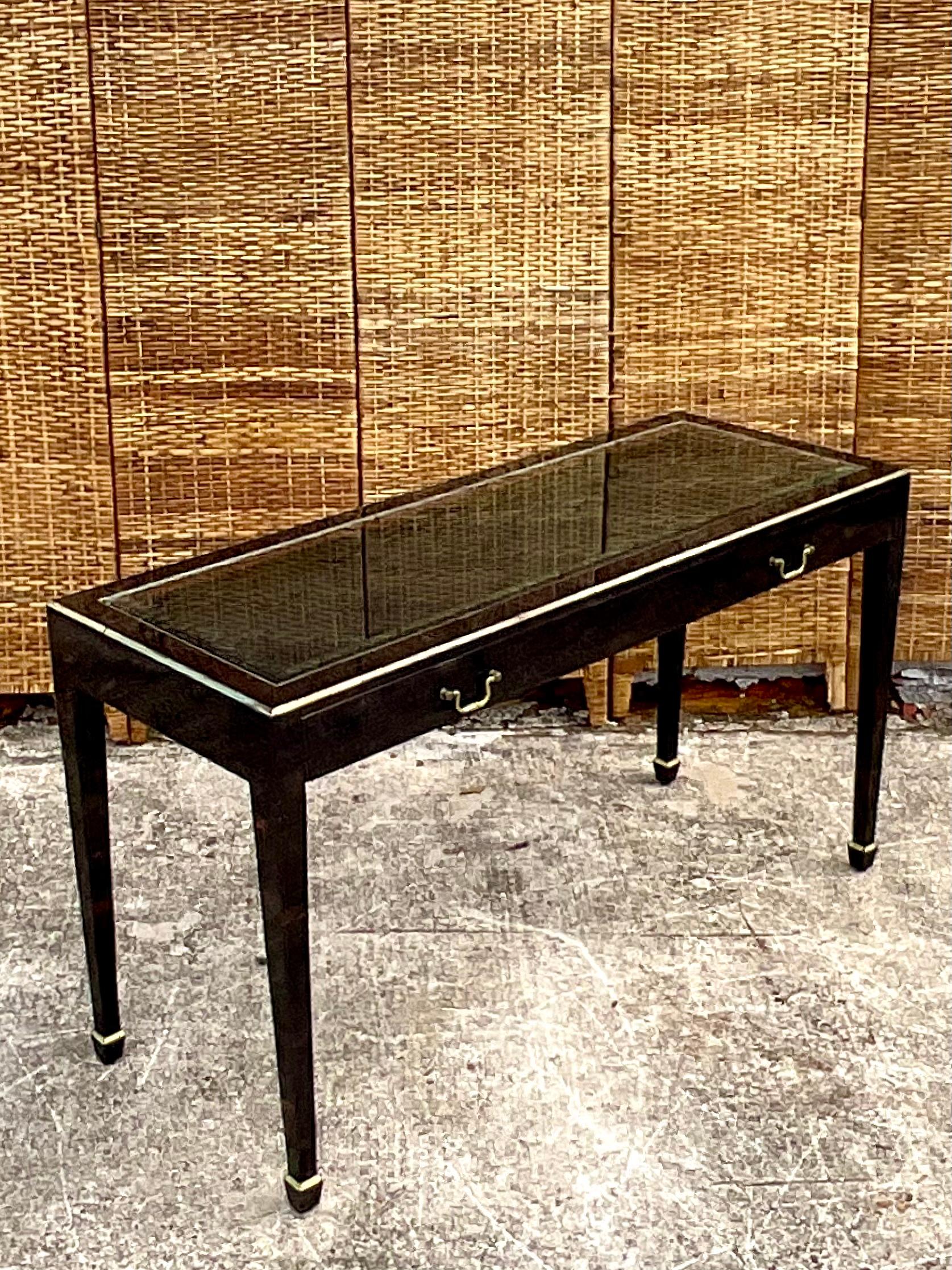 Vintage Regency Maitland Smith Tessellated Black Horn Collectors Console Table 5
