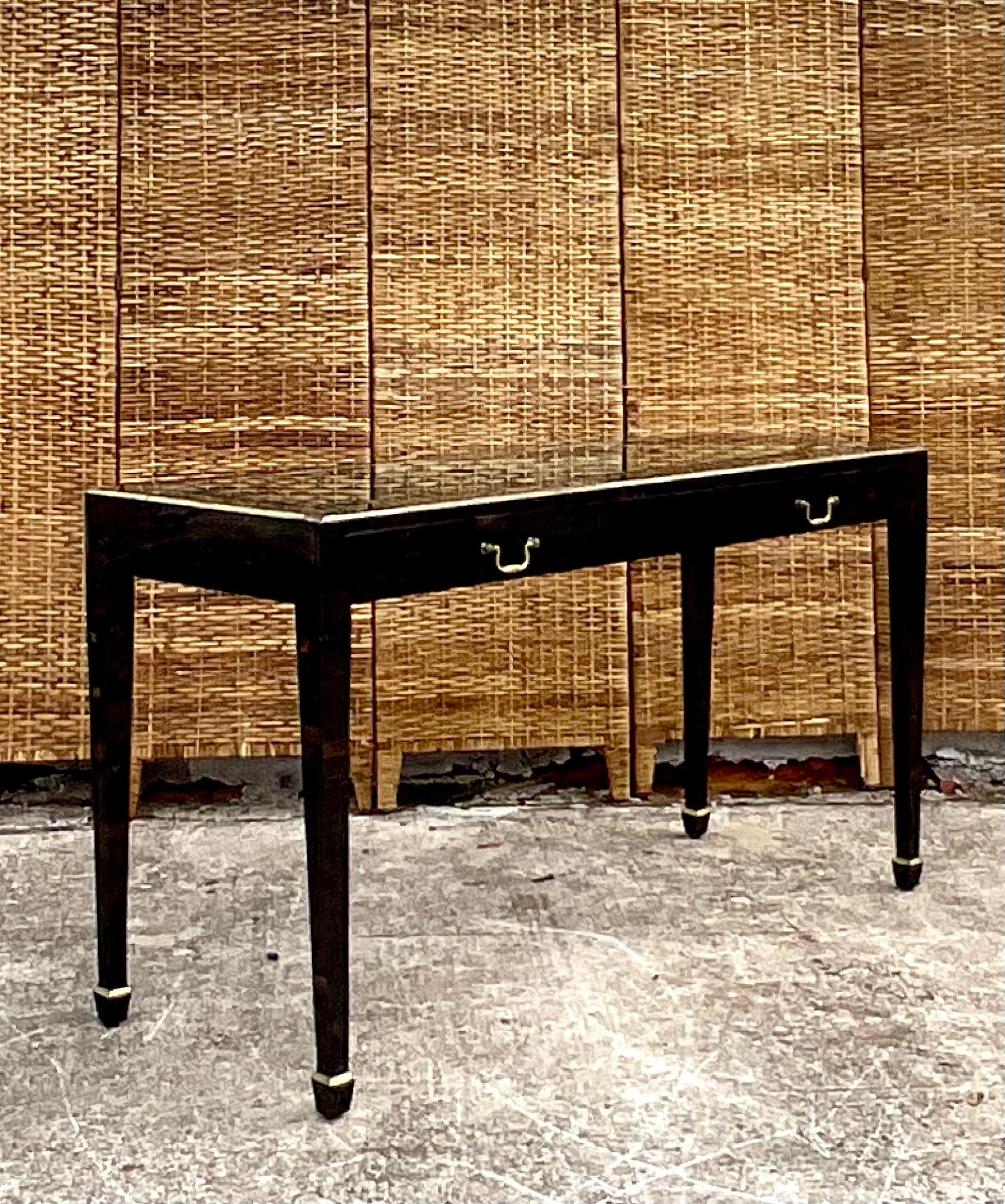 Vintage Regency Maitland Smith Tessellated Black Horn Collectors Console Table 6