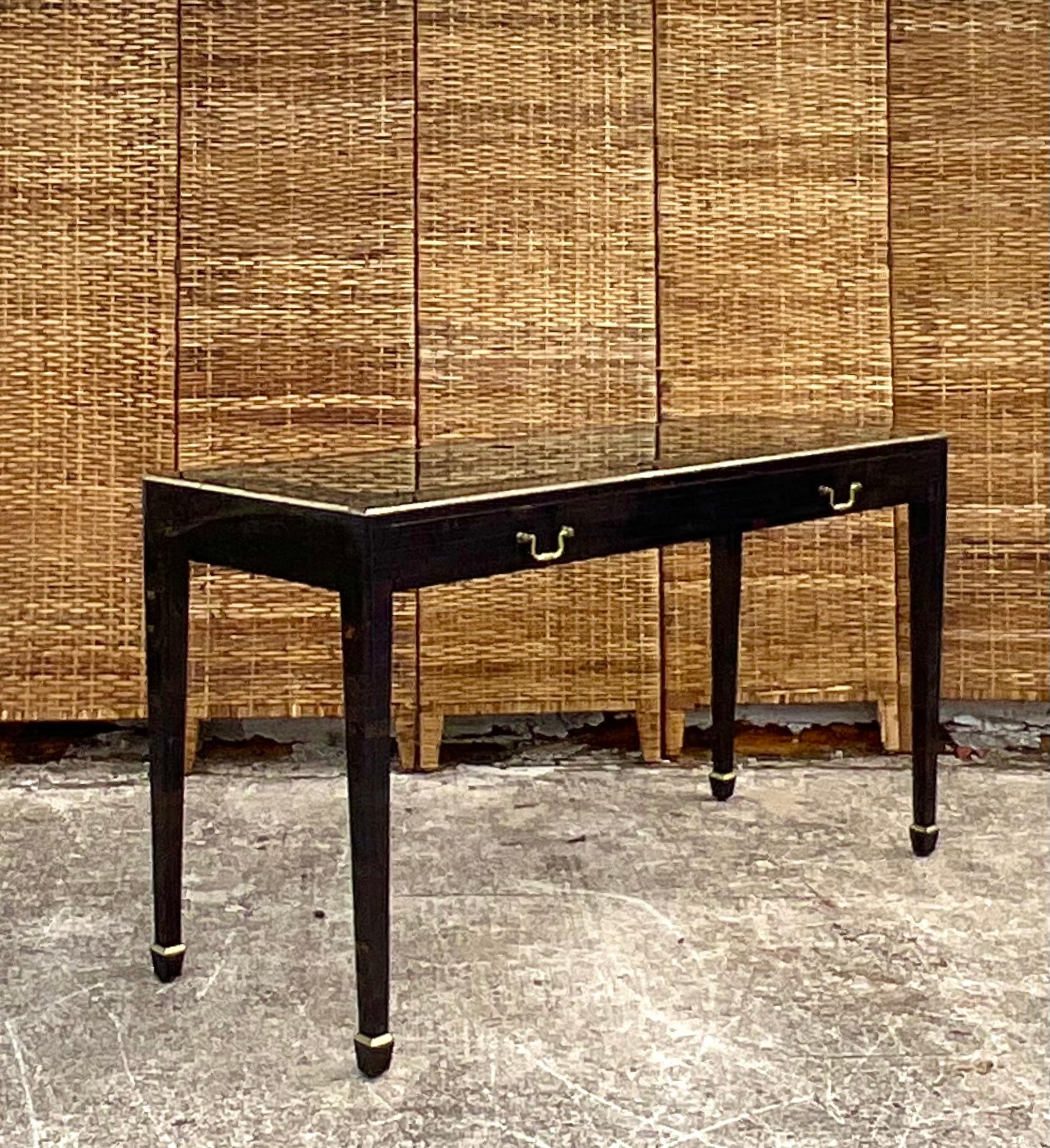 Vintage Regency Maitland Smith Tessellated Black Horn Collectors Console Table 3