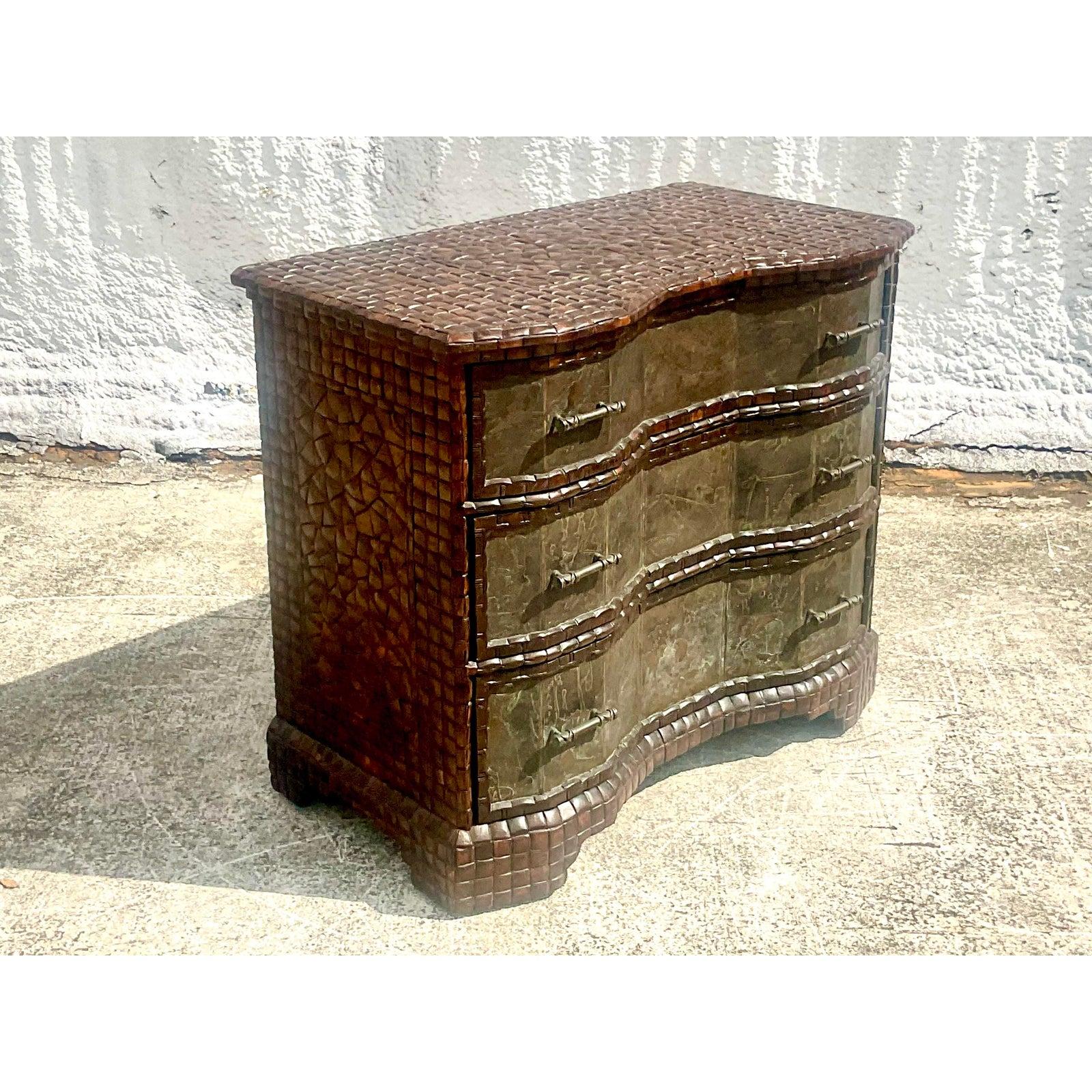 Philippine Vintage Regency Maitland-Smith Tessellated Coconut Shell Chest of Drawers