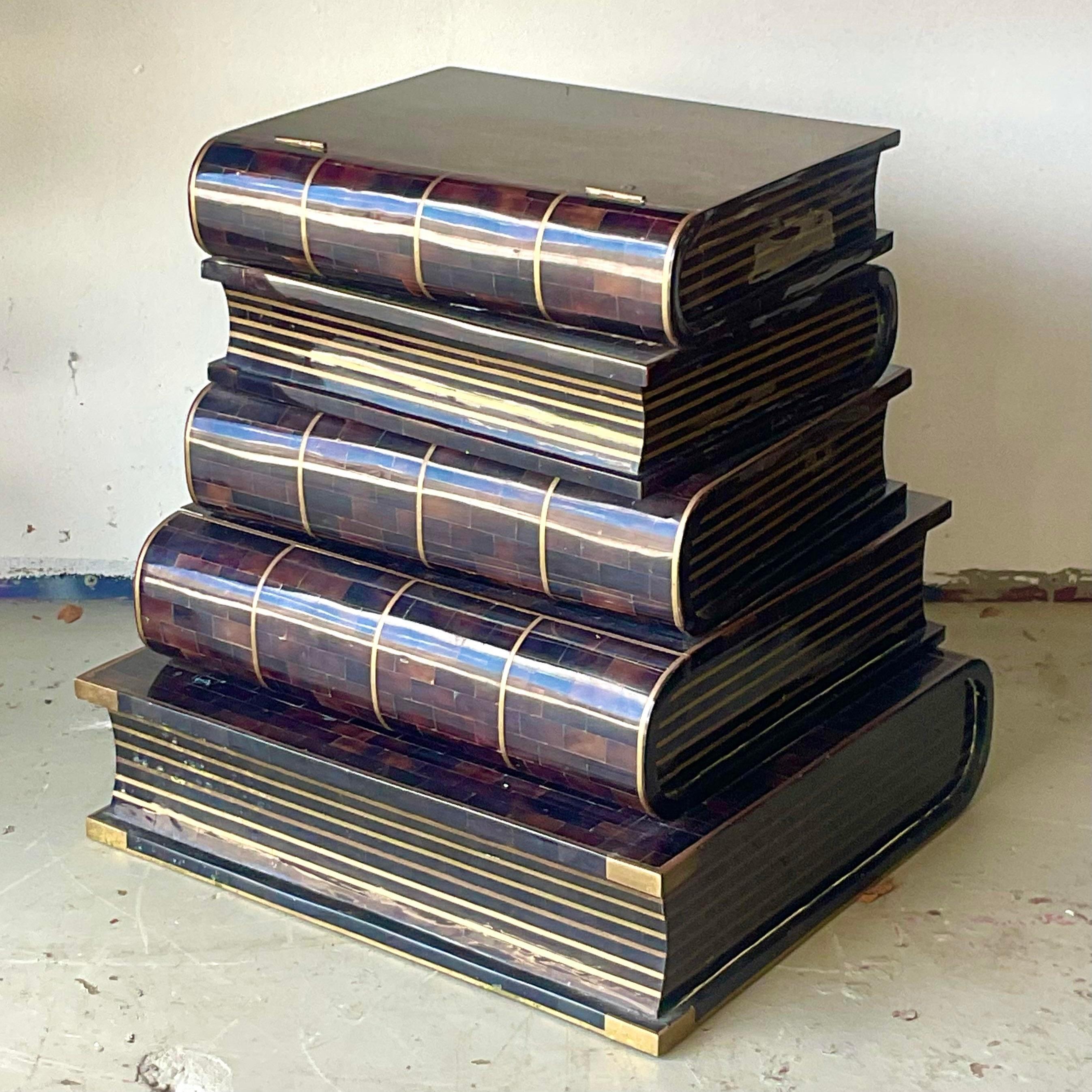 side table made of books