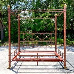 Vintage Regency Maitland Smith Tiger Head King Size Canopy Bed