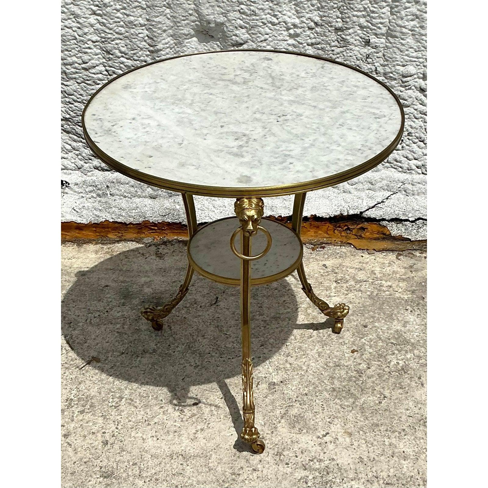 Néoclassique Table de Gueridon Vintage Regency à plateau de marbre en vente
