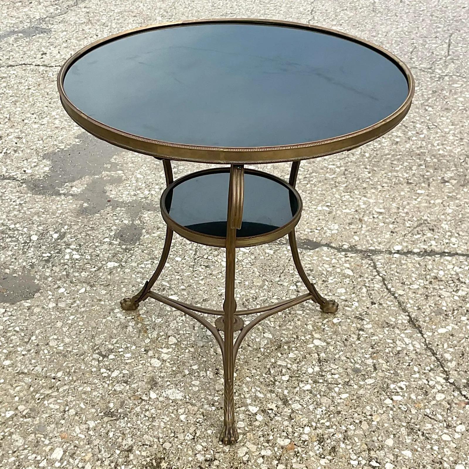 Vintage Regency Marble Top Gueridon Table In Good Condition For Sale In west palm beach, FL