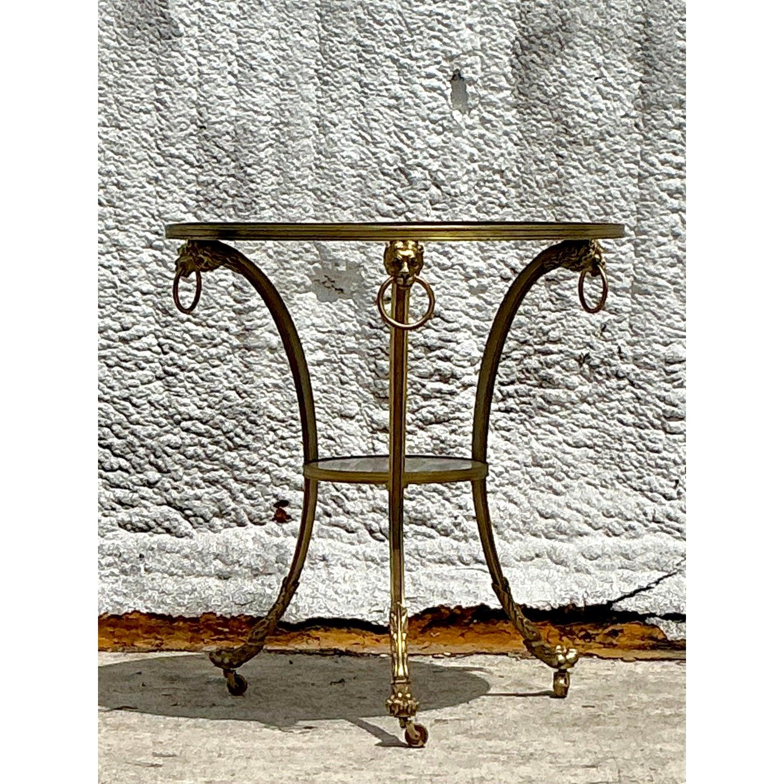 Américain Table de Gueridon Vintage Regency à plateau de marbre en vente