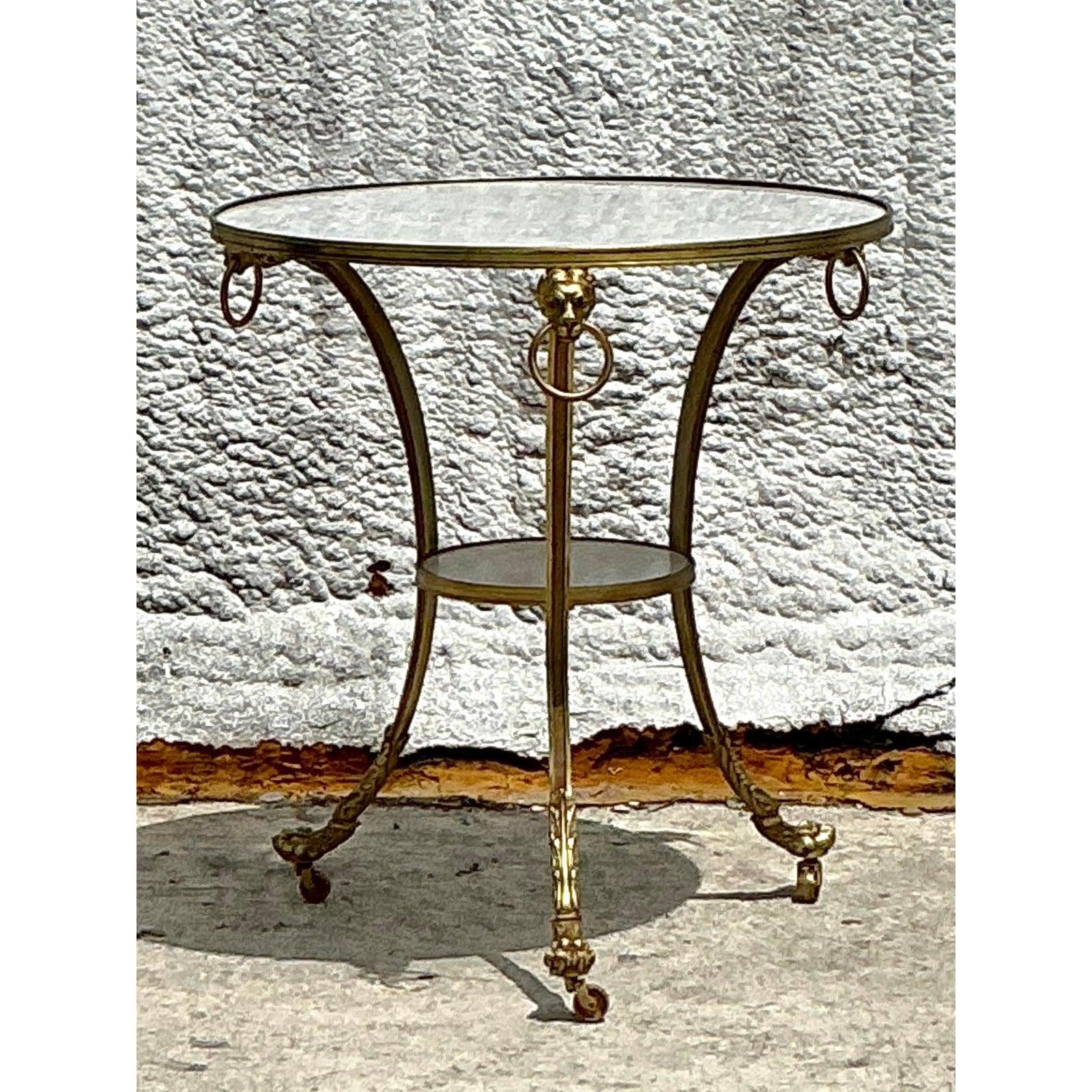 Table de Gueridon Vintage Regency à plateau de marbre Bon état - En vente à West Palm Beach, FL