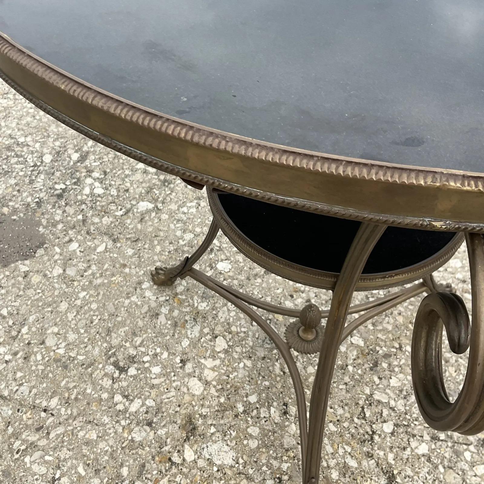 Brass Vintage Regency Marble Top Gueridon Table For Sale