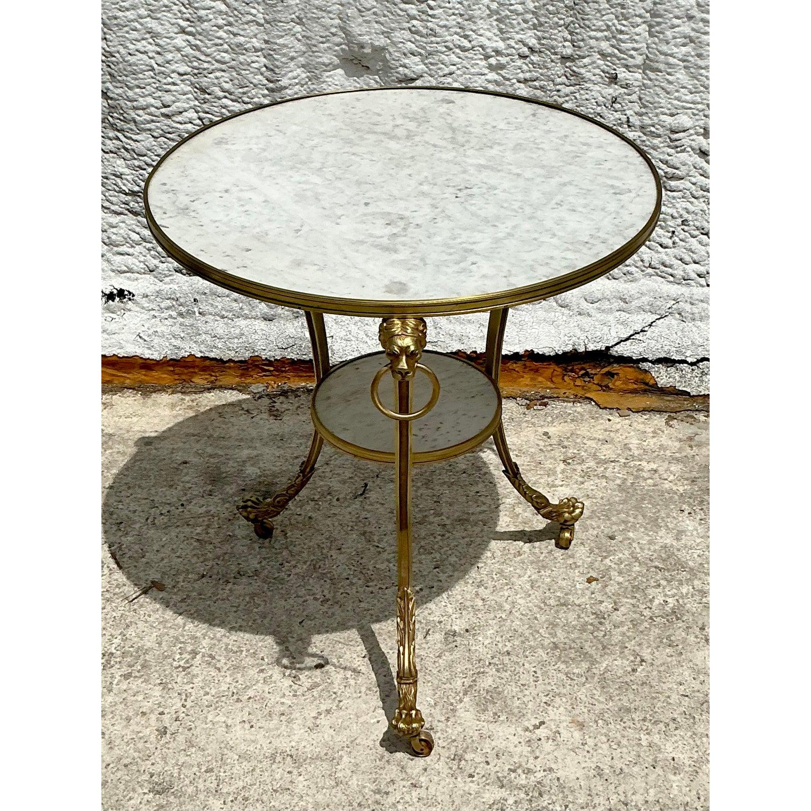 20ième siècle Table de Gueridon Vintage Regency à plateau de marbre en vente