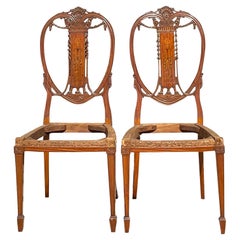 Vintage Regency Marquetry Balloon Back Chairs - a Pair