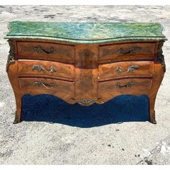 Vintage Regency Marquetry Bombe Chest