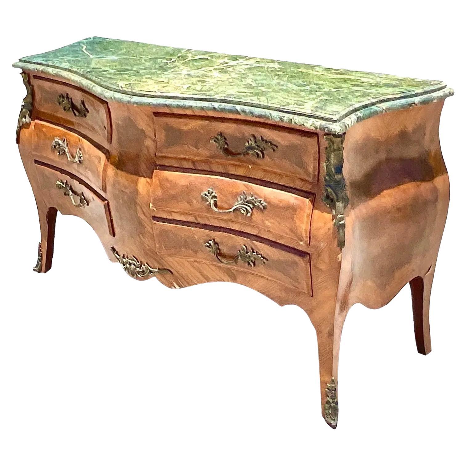 Vintage Parisian Chic Hand Painted Bombe Chest at 1stDibs