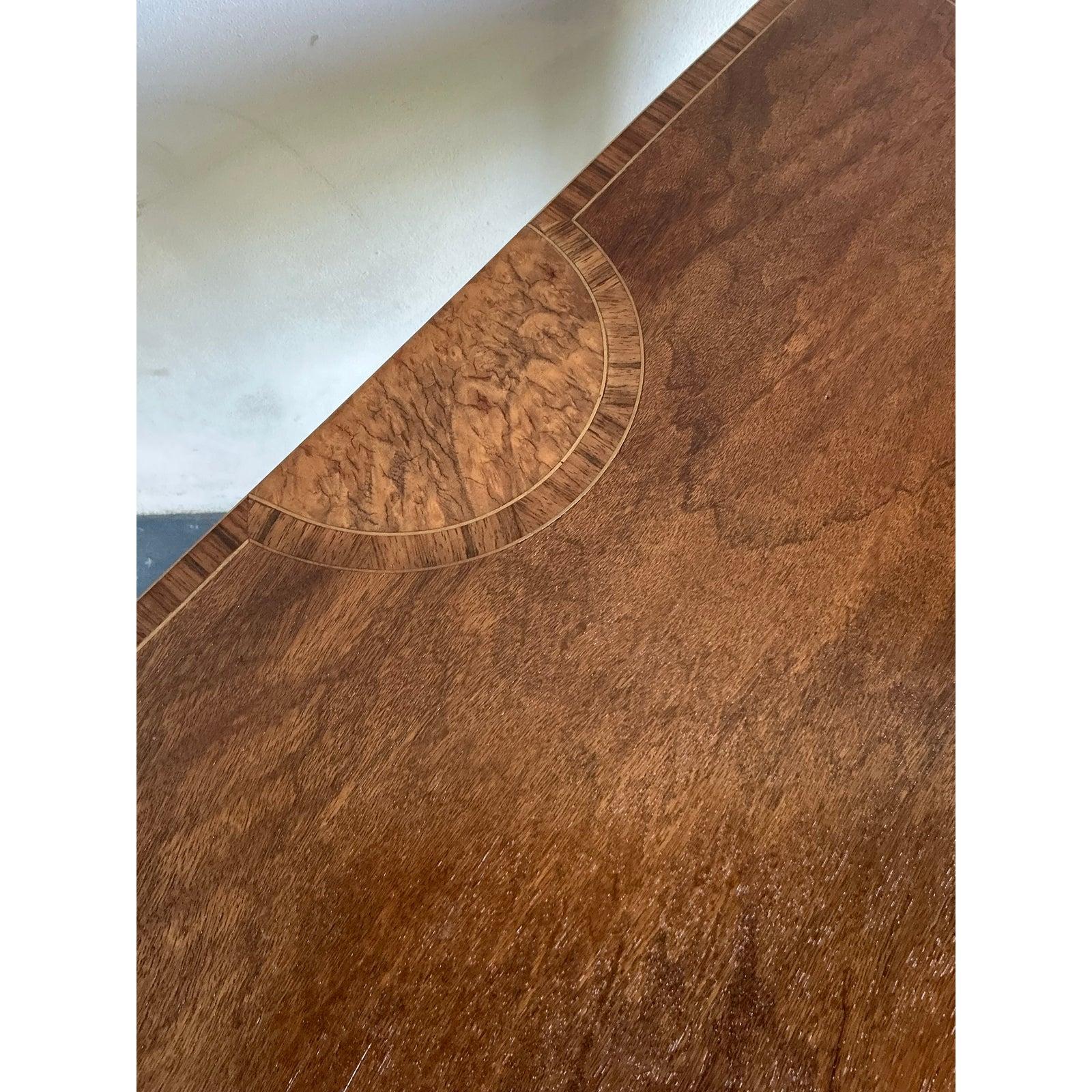 Neoclassical Vintage Regency Marquetry Demilune Table For Sale