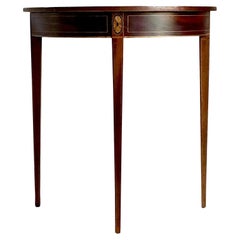 Vintage Regency Marquetry Demilune Table