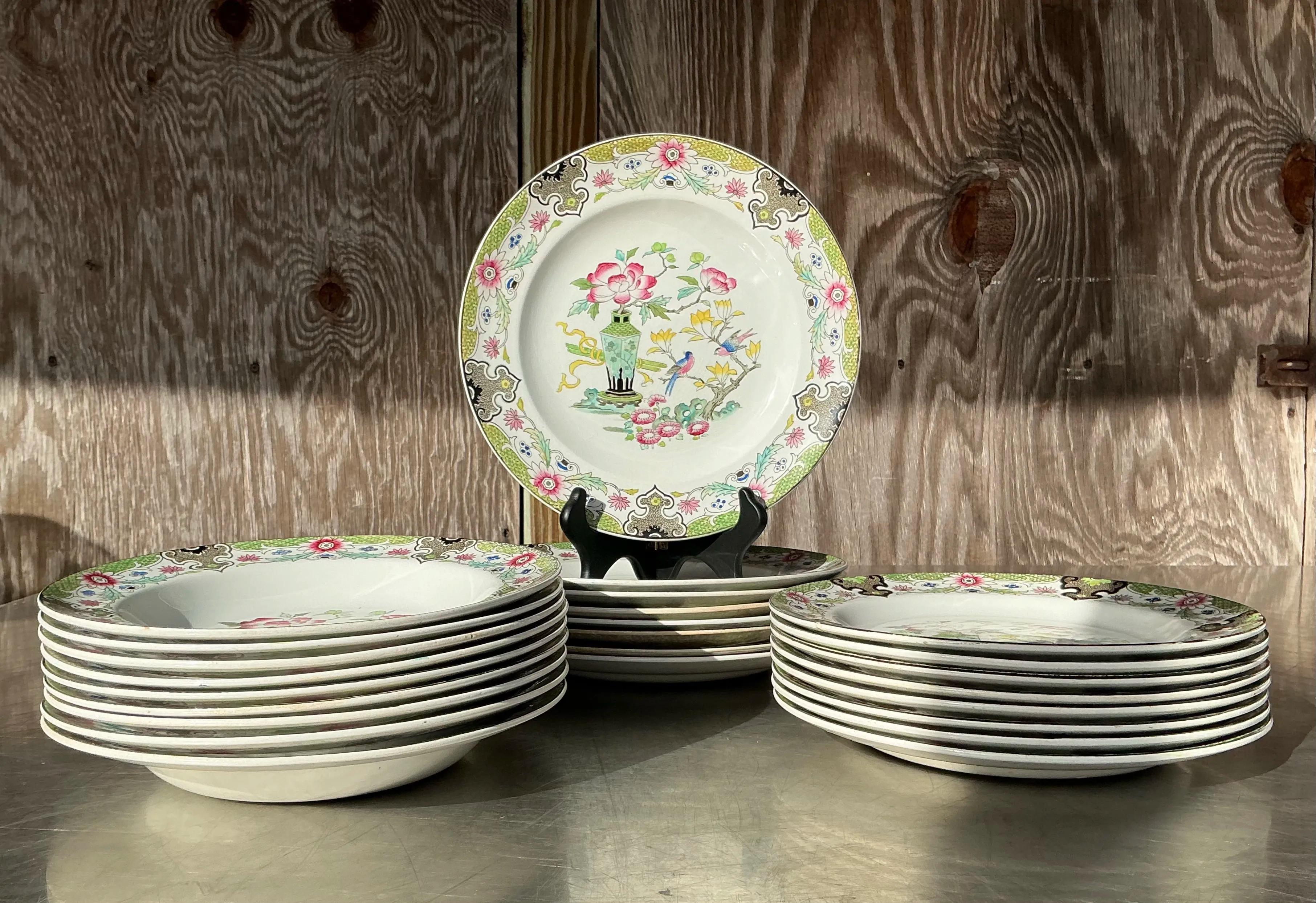 Vintage Regency Masons Mandarin English China für 8- 24 Pieces im Zustand „Gut“ im Angebot in West Palm Beach, FL