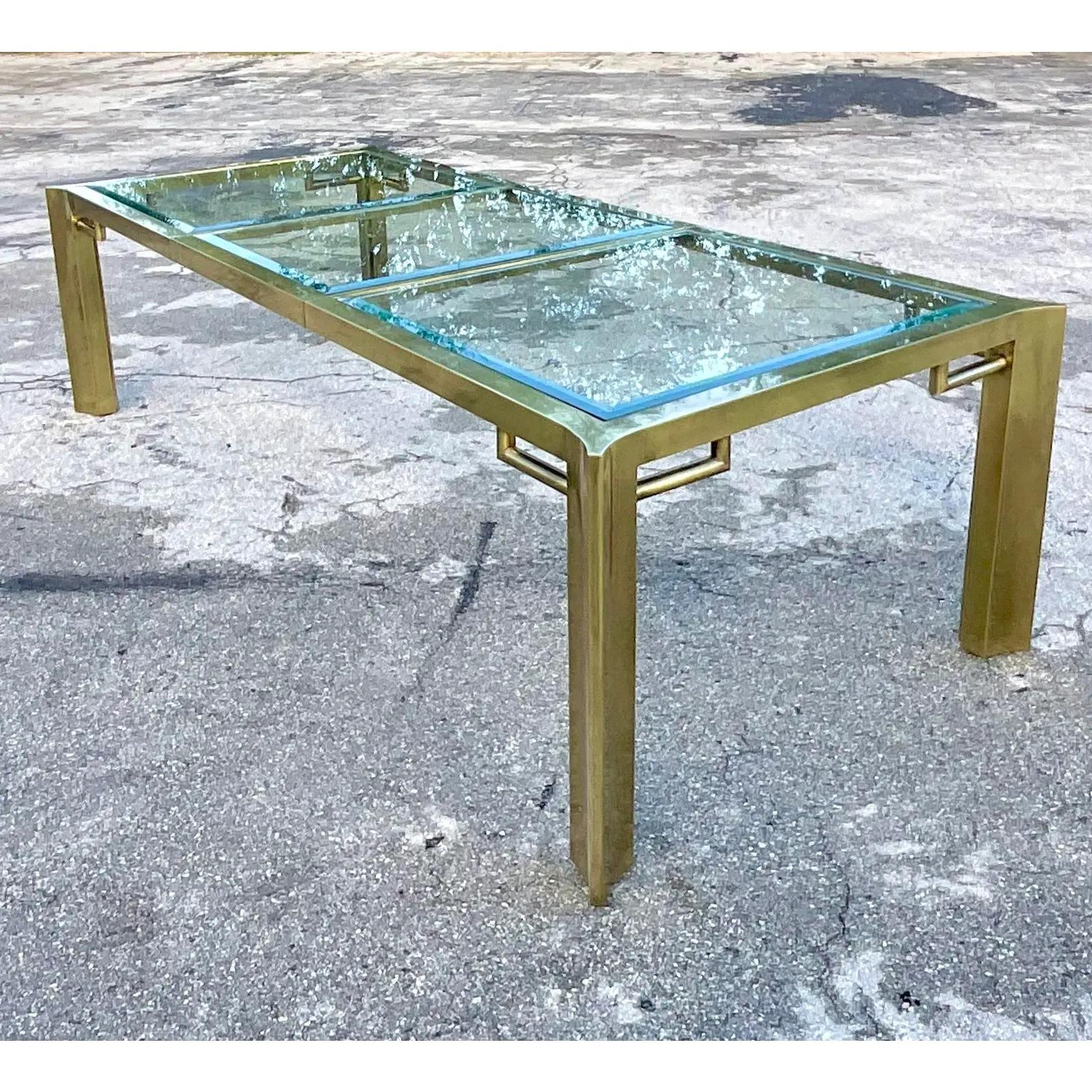 Vintage Regency Mastercraft Brass Fretwork Dining Table 8