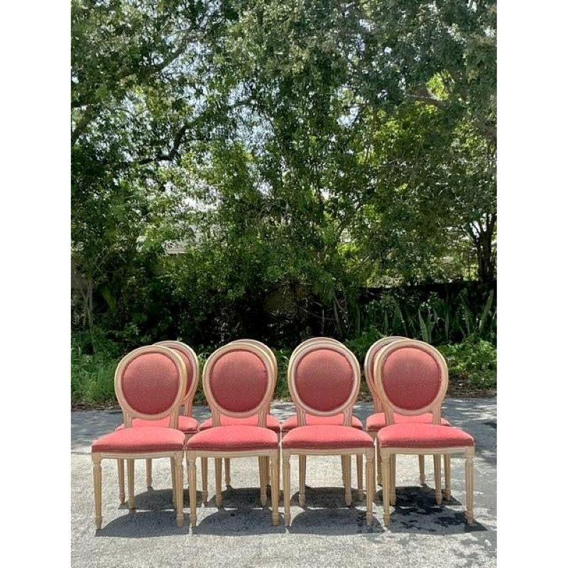 20th Century Vintage Regency Medallion Back Dining Chairs - Set of 8 For Sale