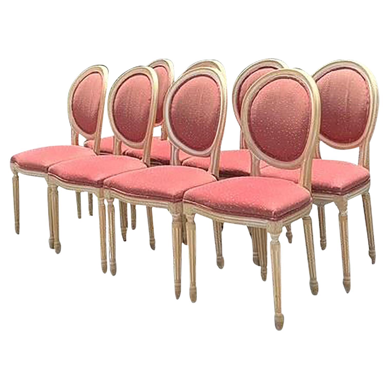 Vintage Regency Medallion Back Dining Chairs - Set of 8 For Sale