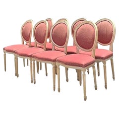 Vintage Regency Medallion Back Dining Chairs - Set of 8