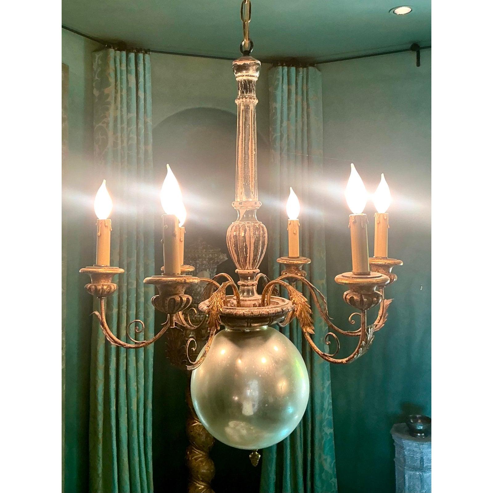 Americano Lampadario vintage in vetro di mercurio Regency in vendita