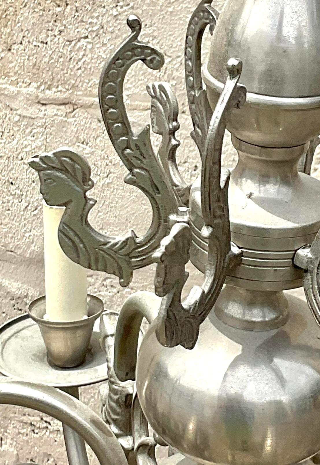 Lámpara de araña Vintage Regency Mermaid Dutch Boy Regencia en venta