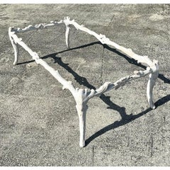 Vintage Regency Metal Faux Bois Coffee Table