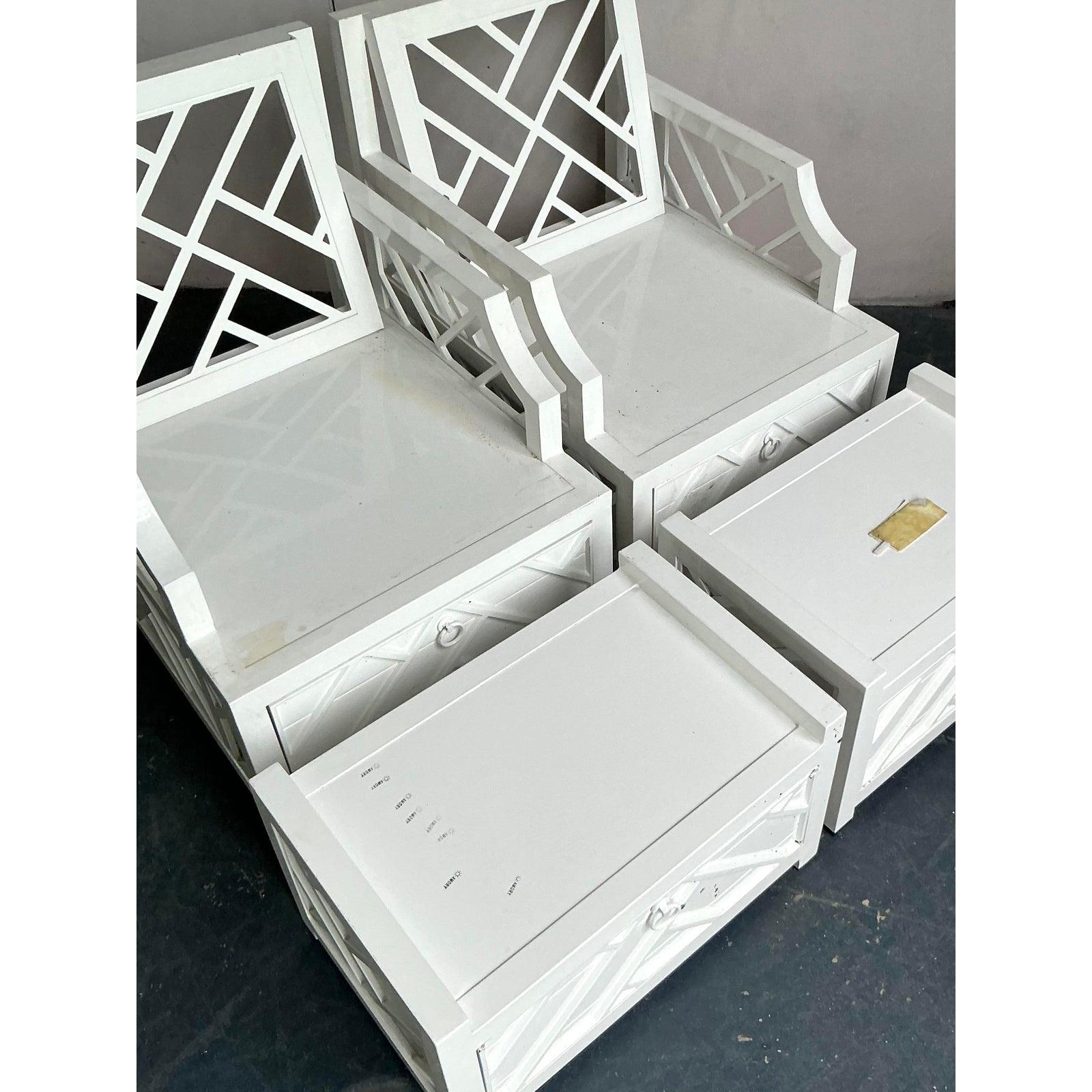 Contemporary Vintage Regency Miles Redd for Ballard Cast Aluminum “Bermuda” Lounge Chairs-4pc For Sale