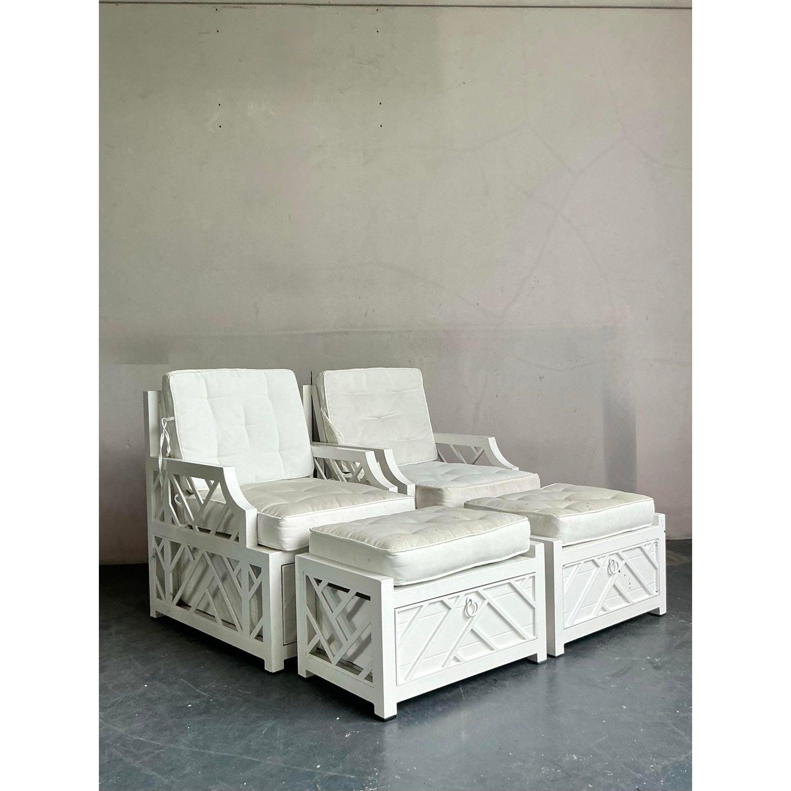 Vintage Regency Miles Redd for Ballard Cast Aluminum “Bermuda” Lounge Chairs-4pc For Sale 2