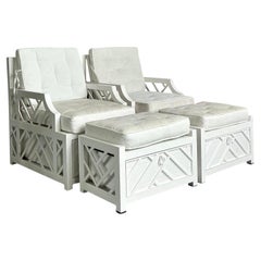 Vintage Regency Miles Redd for Ballard Cast Aluminum “Bermuda” Lounge Chairs-4pc