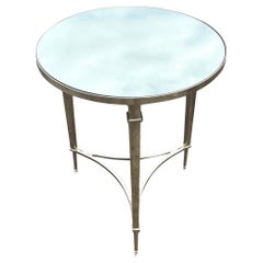 Vintage Regency Mirror and Polished Nickel Side Table