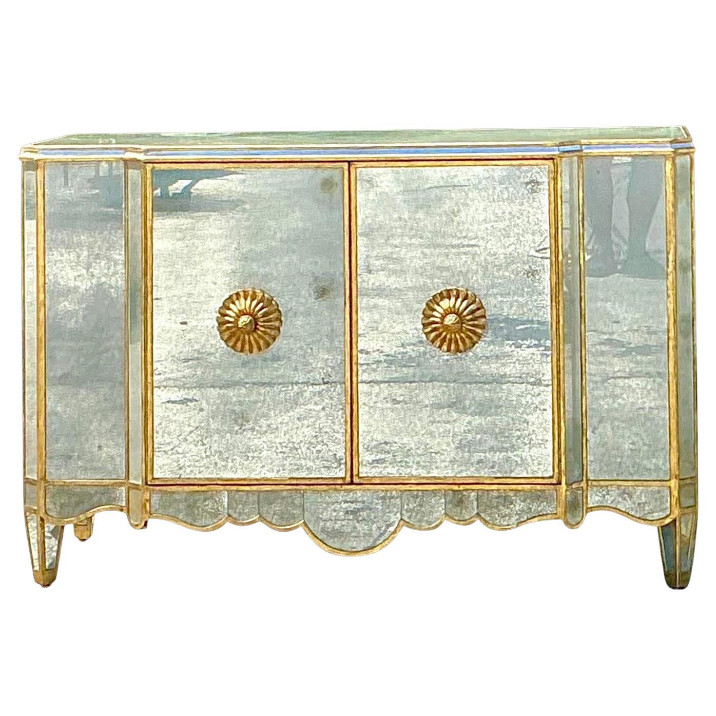 Vintage Regency Regina Cabinet avec miroir d'après Michael Taylor
