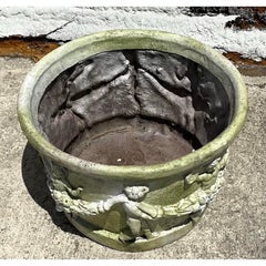 Vintage Regency Molded Fiberglass Patinated Cherub Planter