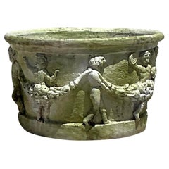 Vintage Regency Molded Fiberglass Patinated Cherub Planter