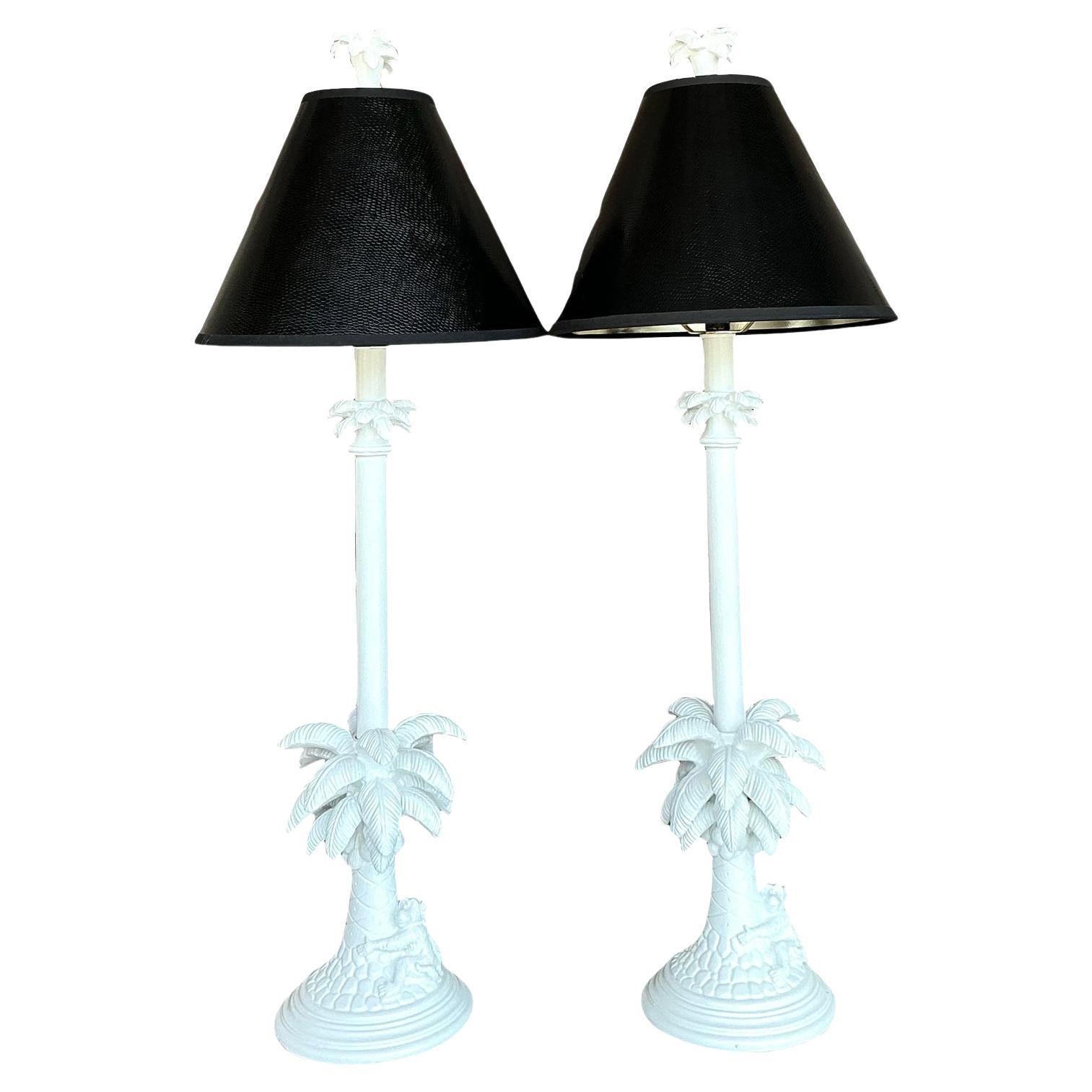 Vintage Regency Monkey Candlestick Lamps - A Pair