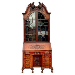 Vintage Regency Monumental Carved Georgian Secretary Desk