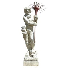 Estatua Monumental de Neptuno de Hormigón Fundido Vintage Regency