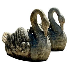 Fioriere monumentali d'epoca in pietra di Cigno - Una coppia