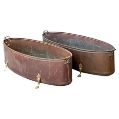 Vintage Regency Monumental Copper Jardiniere - A Pair